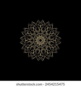 Mandala. Gold decorative element. Picture for coloring. Abstract circular ornament with stylized leaves
