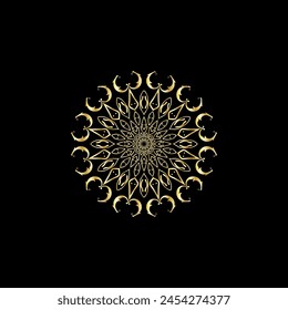 Mandala. Gold decorative element. Picture for coloring. Abstract circular ornament with stylized leaves