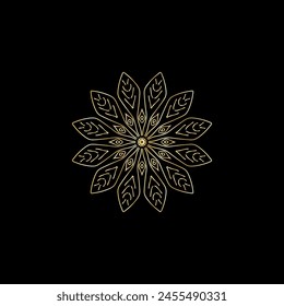 Mandala. Elemento decorativo dorado. Imagen para colorear. Abstractas adorno circular con hojas estilizadas