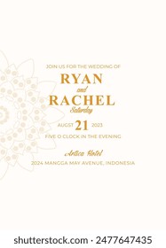 Mandala. Gold decorative element. Picture for coloring. Abstract circular ornament with stylized leaves