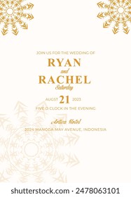 Mandala. Gold decorative element. Picture for coloring. Abstract circular ornament with stylized leaves