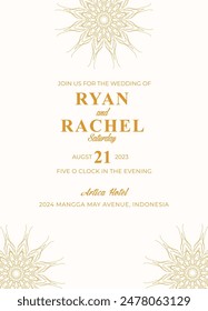 Mandala. Gold decorative element. Picture for coloring. Abstract circular ornament with stylized leaves
