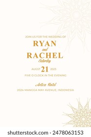 Mandala. Gold decorative element. Picture for coloring. Abstract circular ornament with stylized leaves