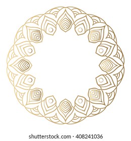 Mandala gold frame. Decorative element for design of books, printed materials, invitation for a wedding or a celebration, for albums.