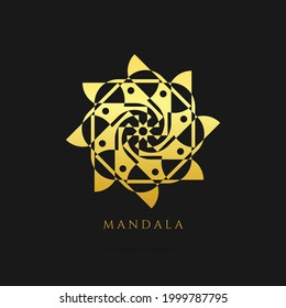 logotipo del vector de oro de mandala, diseño del logotipo abstracto