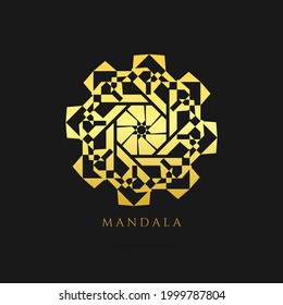 logotipo del vector de oro de mandala, diseño del logotipo abstracto