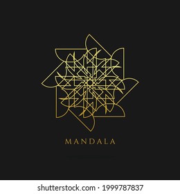logotipo del vector de oro de mandala, diseño del logotipo abstracto
