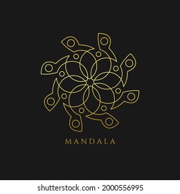 logotipo del vector de oro de mandala, diseño del logotipo abstracto