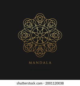 logotipo del vector de oro de mandala, diseño del logotipo abstracto