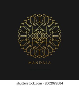 mandala goldenes Vektorlogo, abstraktes Logo-Design