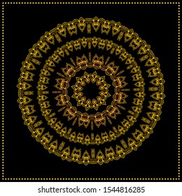 Mandala Golden Background Design on black background.