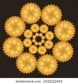 mandala golden color vector, silhouette, indian, asian, border, tattoo, pattern, outline, design, background, abstract, flower, wedding, art, hand, illustration, yoga, floral, template, india.