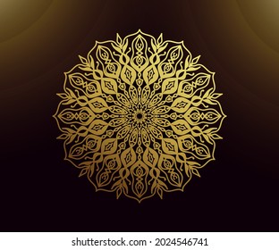 Mandala golden gradient circle, vector Mandala with gold tribal ornament. Isolated. Bright and luxurious colors