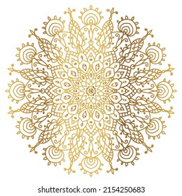 Mandala with golden gradient. Luxury ornamental in gold color. Round ornament, repeating elements.	
