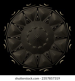 Mandala with golden lines. Good for luxury decor design. Abstract tribal symbol or sacred sign.