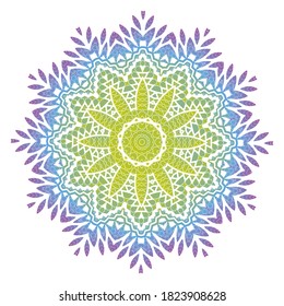 Mandala gradient. Ethnicity round Greco Roman ornament. Ethnic style. Elements for invitation cards, brochures, covers. Oriental circular pattern. Arabic, Islamic, moroccan, asian, indian native motif