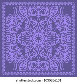 Mandala graphic background, square pattern with floral geometric ornament. vector illustration. for Bandanna fabric print, neck scarf or rug.