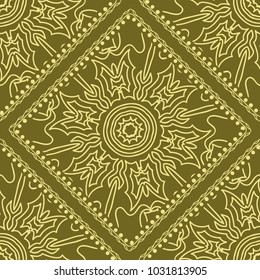Mandala graphic background, square pattern with floral geometric ornament. vector illustration. For Bandanna fabric print, neck scarf or rug.