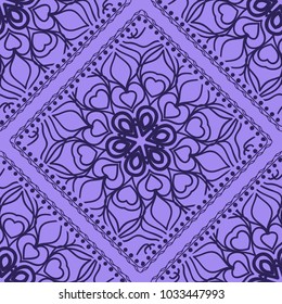 Mandala graphic background, square pattern with floral geometric ornament. vector illustration. For Bandanna fabric print, neck scarf or rug.