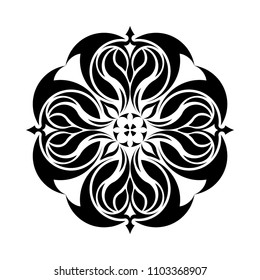 Mandala graphic vector. Abstract design round black on white background. Design print for symbol, sign, decorative, pattern, textile, background, wallpaper. Set 1