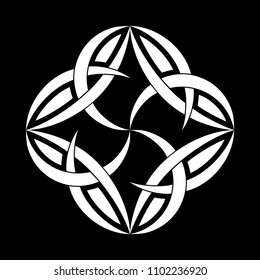 Mandala graphic vector. Abstract polar four design white ln black background. Design print for illustration, pattern, texture, symbol, icon, element, card. Set 2