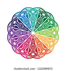 Mandala graphic vector. Design eyes round colorful on white background. Design print for symbol, pattern, icon, wallpaper, background