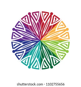 Mandala graphic vector. Design round colorful on white background. Design print
for symbol, pattern, icon, wallpaper, background. Set 2