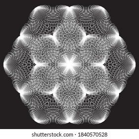 Mandala, patrón fractal gris. Patrón de espiral vectorial o textura de color con puntos. Fondos de puntos con puntos suspensivos