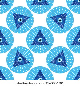 Mandala greek evil eye doodle seamless pattern. Magic, witchcraft, occult symbol, clip art line art collection. Hamsa eye, magical eye, decor element.