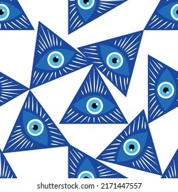 Mandala greek evil eye doodle seamless pattern. Magic, witchcraft, occult symbol, clip art line art collection. Hamsa eye, magical eye, decor element.