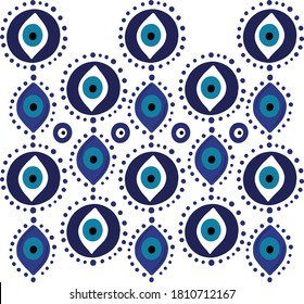 Mandala greek evil eye vector - symbol of protection - blue turkish