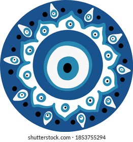 Vector de ojos malignos griegos de Mandala - símbolo de protección - turco azul