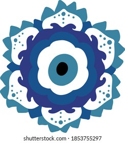 Mandala greek evil eye vector - symbol of protection - blue turkish