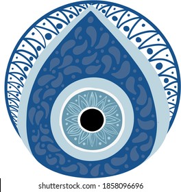 Vector de ojos malignos griegos de Mandala - símbolo de protección - turco azul