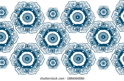 Mandala greek evil eye vector - symbol of protection - blue turkish