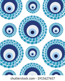 Mandala greek evil eye vector - symbol of protection - blue turkish