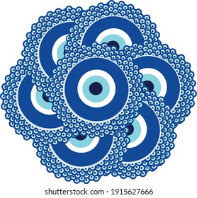 Mandala Greek Böse Augenvektor - Symbol des Schutzes - blauer Türkisch