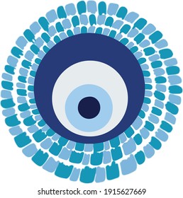 Mandala greek evil eye vector - symbol of protection - blue turkish