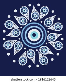 Vector de ojos malignos griegos de Mandala - símbolo de protección - turco azul