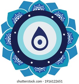 Mandala greek evil eye vector - symbol of protection - blue turkish