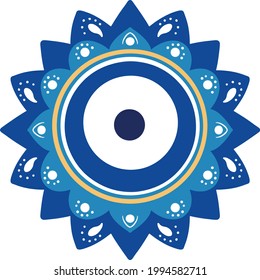 Vector de ojos malignos griegos de Mandala - símbolo de protección - turco azul