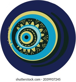 Vector de ojos malignos griegos de Mandala - símbolo de protección - turco azul