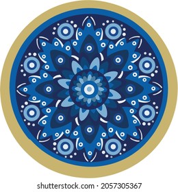 Mandala greek evil eye vector - symbol of protection - blue turkish