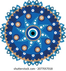 Vector de ojos malignos griegos de Mandala - símbolo de protección - turco azul