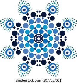 Vector de ojos malignos griegos de Mandala - símbolo de protección - turco azul