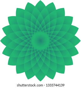 Mandala Green 3D Flower Shape Circle Art Illustration