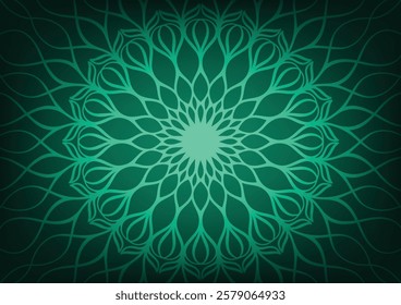 Mandala green art dark floral abstract background. vector illustration 