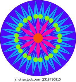 Mandala con colores armoniosos verde, azul y rojo