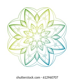 Mandala. Green round ornament pattern on a white background.