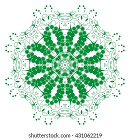 Mandala green . White background. 
